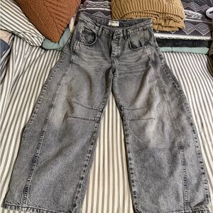 We The Free Women's Gray Black Barrel  Jeans